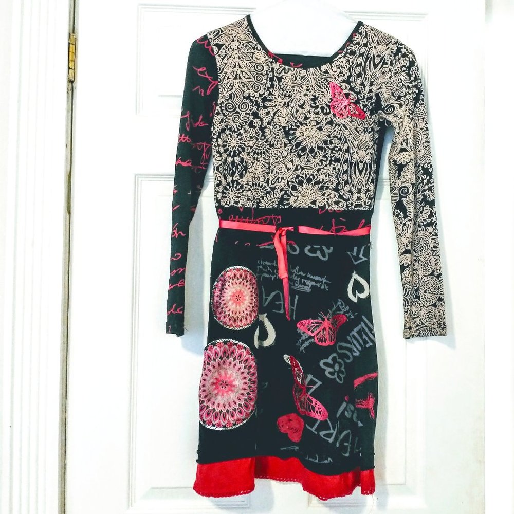 Desigual Girls Long Sleeve Print Dress 11/12